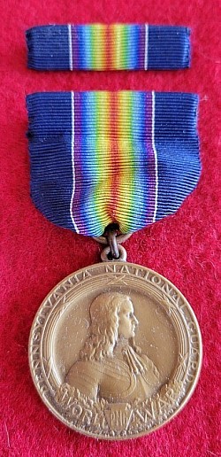 Original WWI Pennsylvania National Guard Medal with Ribbon Bar and Box