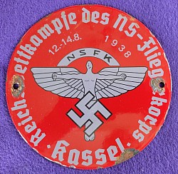 Nazi NSFK Reichs Sports Competition in Kassel Metal Enameled Plaque