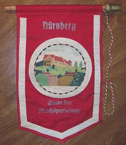 Nazi Nurnberg Stadt der Reichsparteitag Banner...$375 SOLD