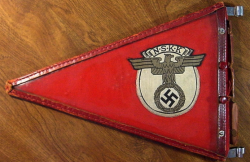 Nazi NSKK Vehicle Pennant with Steel Framed Celluloid Holder...$295 SOLD