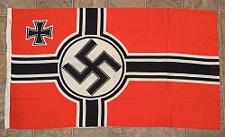 Near Mint Nazi Kriegsmarine Battle Flag by Hannoversche Fahnenfabrik with Halyard Rope Loops...$650 SOLD