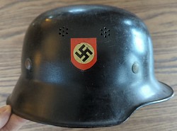 Nazi M34 Fire Police Double Decal Helmet with Liner and Partial Chinstrap...$325 SOLD