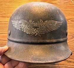 Nazi Luftschutz M34 Helmet with Partial Liner and Chinstrap...$225 SOLD
