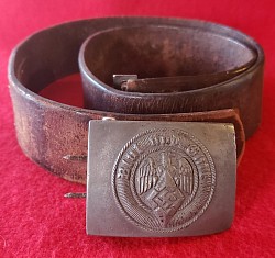 Nazi Luftwaffe EM Belt Buckle with Leather Tab and Belt...$250 SOLD