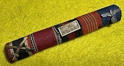 Nazi Five-Ribbon Bar with Three Metal Devices (WWII Veteran Bring-Back)...$65 SOLD