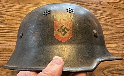 Nazi M34 Fire Police Double Decal Helmet with Partial Liner Strap...$325 SOLD